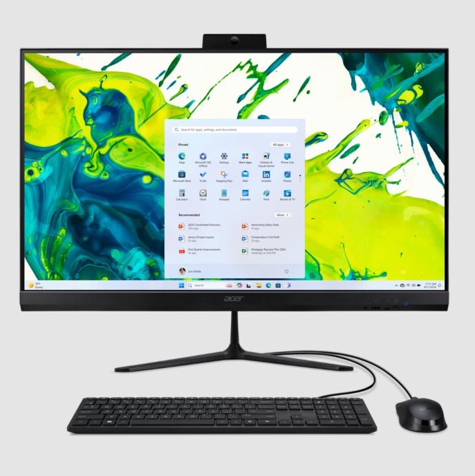 ACER Aspire AiO C27-B All-in-One компютър с AMD Ryzen 5 7430U, 27 инча Full HD дисплей