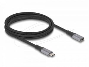 Delock Удължителен кабел USB-C, 40 Gbps, PD 240W, 1 м, сив