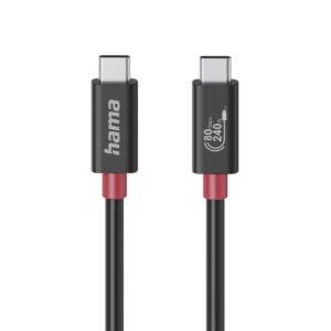 HAMA Кабел USB-C еMarker, USB 4 Gen 4, 80 Gbit/s, 1 м, 5 A, 240 W ,черен