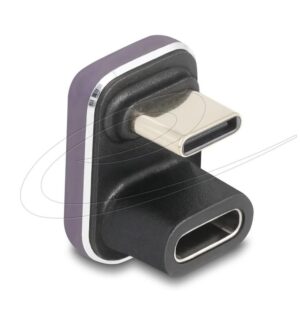 Delock Адаптер USB-C мъжко към женско USB-C, под  180° ,  40 Gbps PD 3.1 240 W ,  U-образен 8K 60 Hz metal