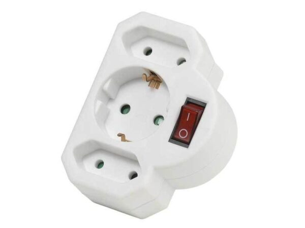 Vivanco 27369 Разклонител Щепсел шуко с ключ 3 гнезда:1 шук + 2 евро Детска защита