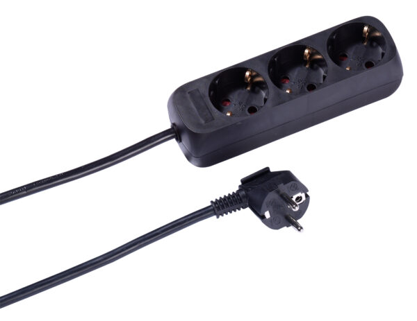 Vivanco 61153 Разклонител с 3-гнезда, черен 5м