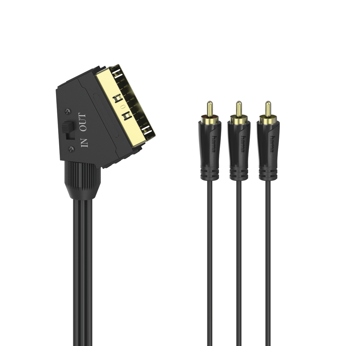 Видео кабел HAMA 205156 SCART 3xRCA 1.5м Черен